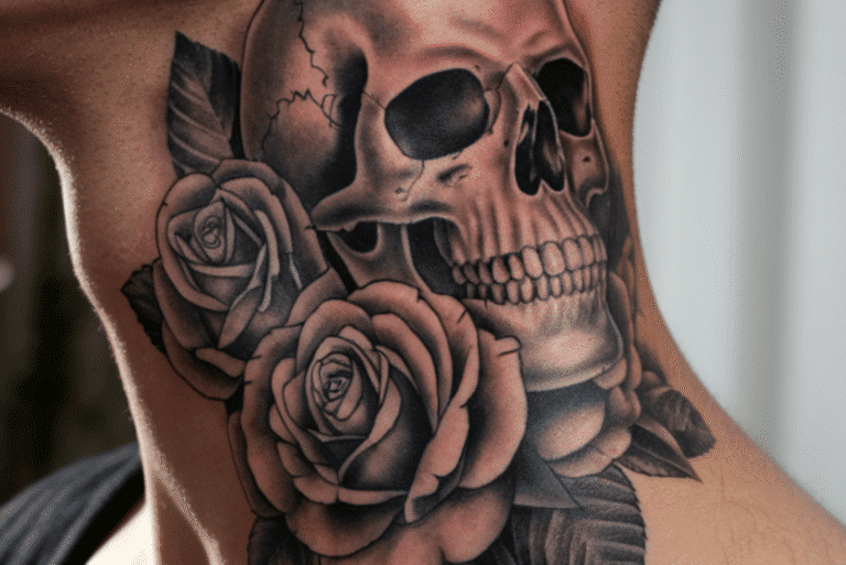 Skull Neck Tattoo