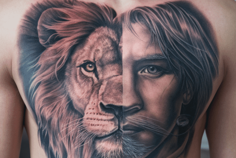 Lion Chest Tattoos